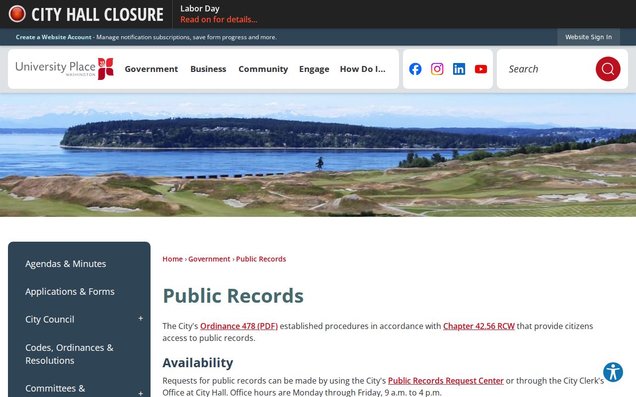 University Place residents directory public records desk