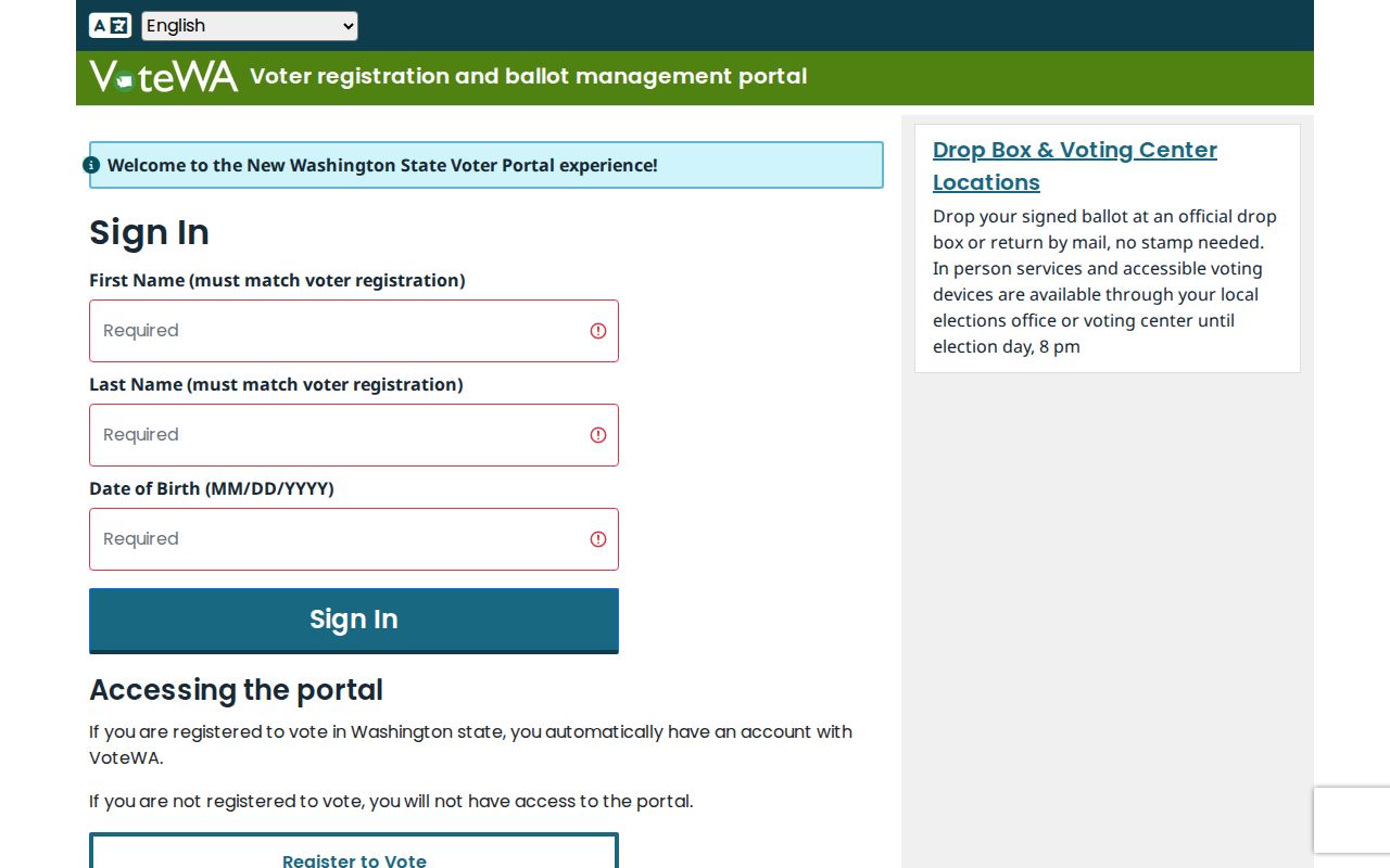 VoteWA entry used to check a University Place voter record