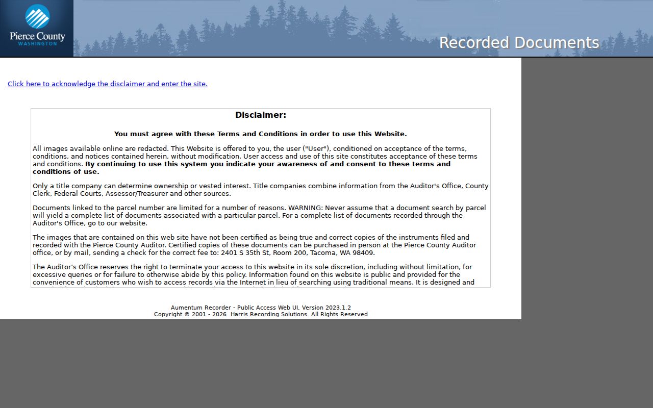 University Place residents directory recorded deed search in Pierce County ARMS