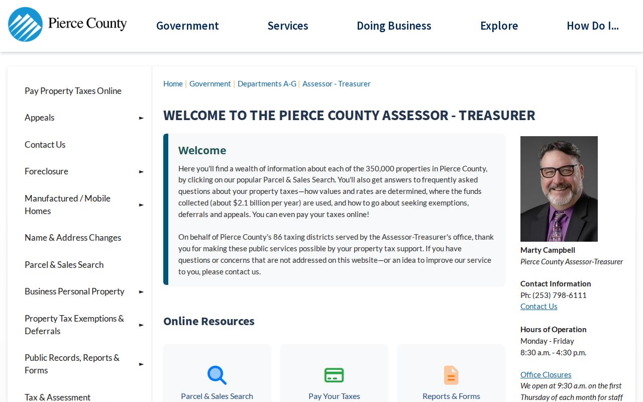 University Place residents directory property search at Pierce County Assessor-Treasurer